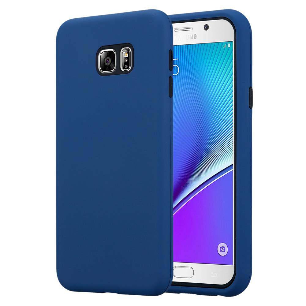 Cadorabo Hülle für Samsung Galaxy NOTE 5 Schutz Hülle in Blau Hybrid Handyhülle Etui TPU Silikon Cover