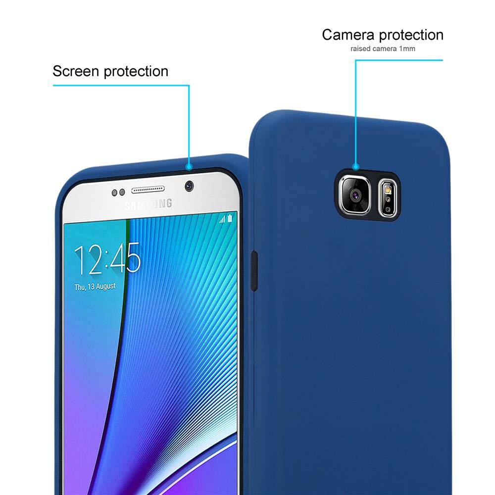 Cadorabo Hülle für Samsung Galaxy NOTE 5 Schutz Hülle in Blau Hybrid Handyhülle Etui TPU Silikon Cover