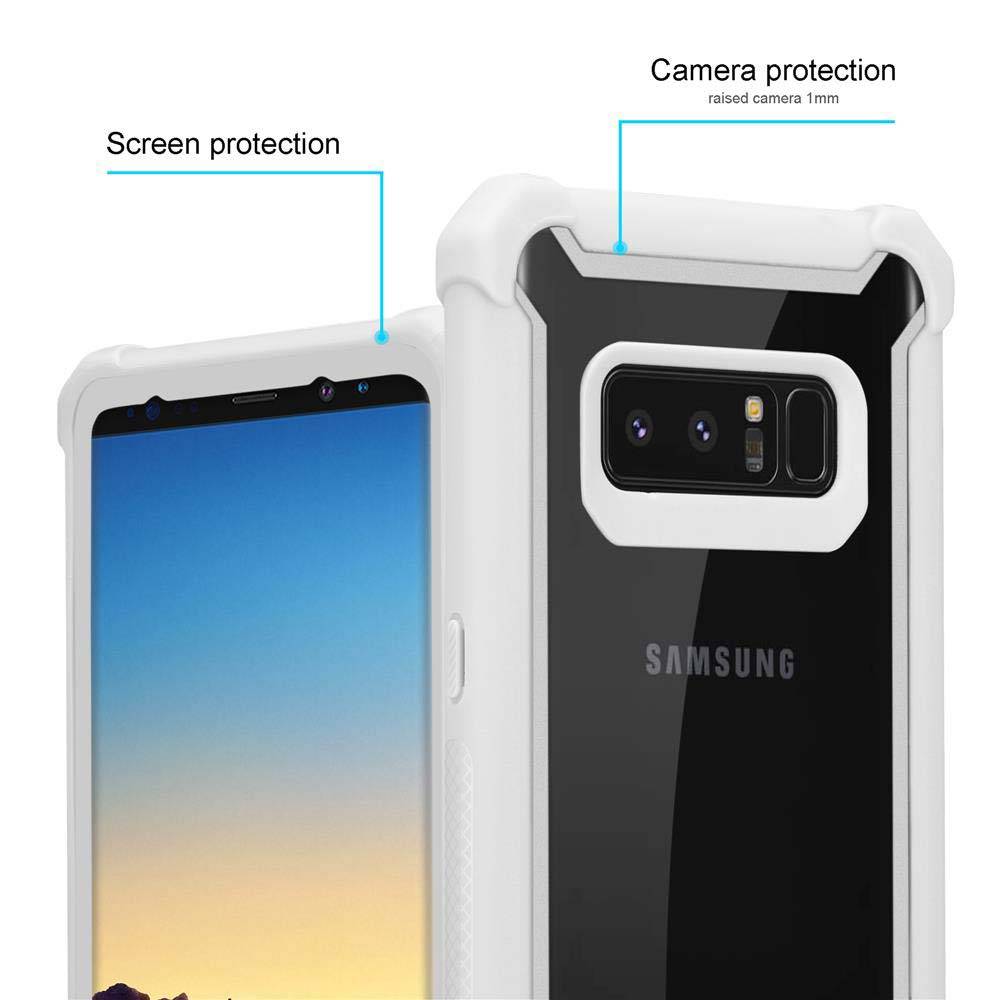 Cadorabo Hülle für Samsung Galaxy NOTE 8 Schutzhülle in Grau Handy Hülle Etui TPU Silikon-Rand Glas-Rücken Acryl