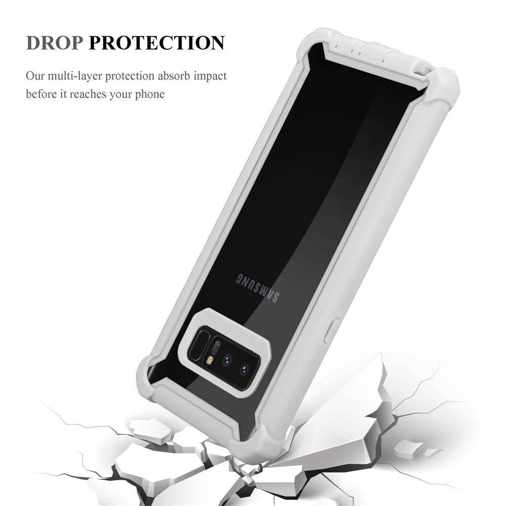 Cadorabo Hülle für Samsung Galaxy NOTE 8 Schutzhülle in Grau Handy Hülle Etui TPU Silikon-Rand Glas-Rücken Acryl