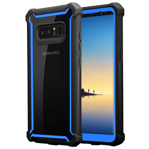 Cadorabo Hülle für Samsung Galaxy NOTE 8 Schutzhülle in Blau Handy Hülle Etui TPU Silikon-Rand Glas-Rücken Acryl
