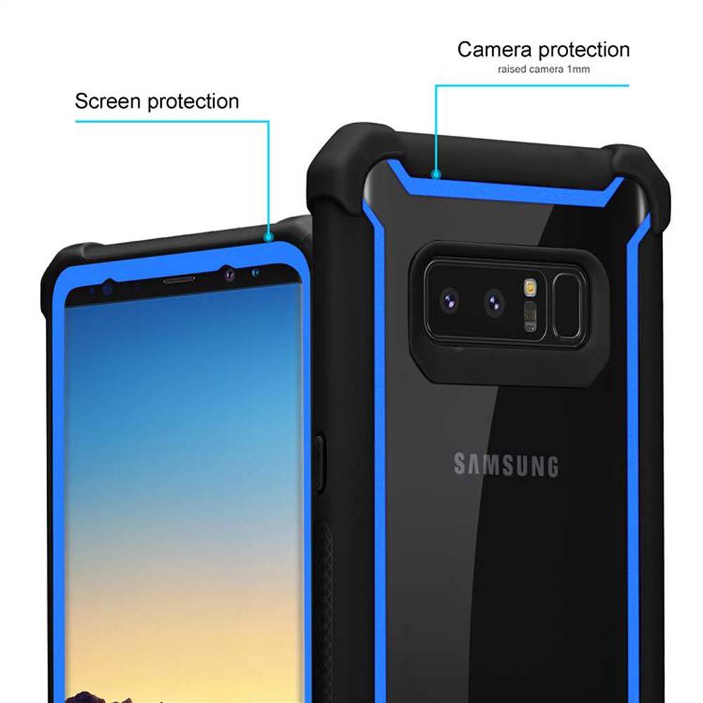 Cadorabo Hülle für Samsung Galaxy NOTE 8 Schutzhülle in Blau Handy Hülle Etui TPU Silikon-Rand Glas-Rücken Acryl