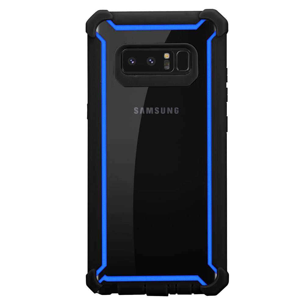 Cadorabo Hülle für Samsung Galaxy NOTE 8 Schutzhülle in Blau Handy Hülle Etui TPU Silikon-Rand Glas-Rücken Acryl