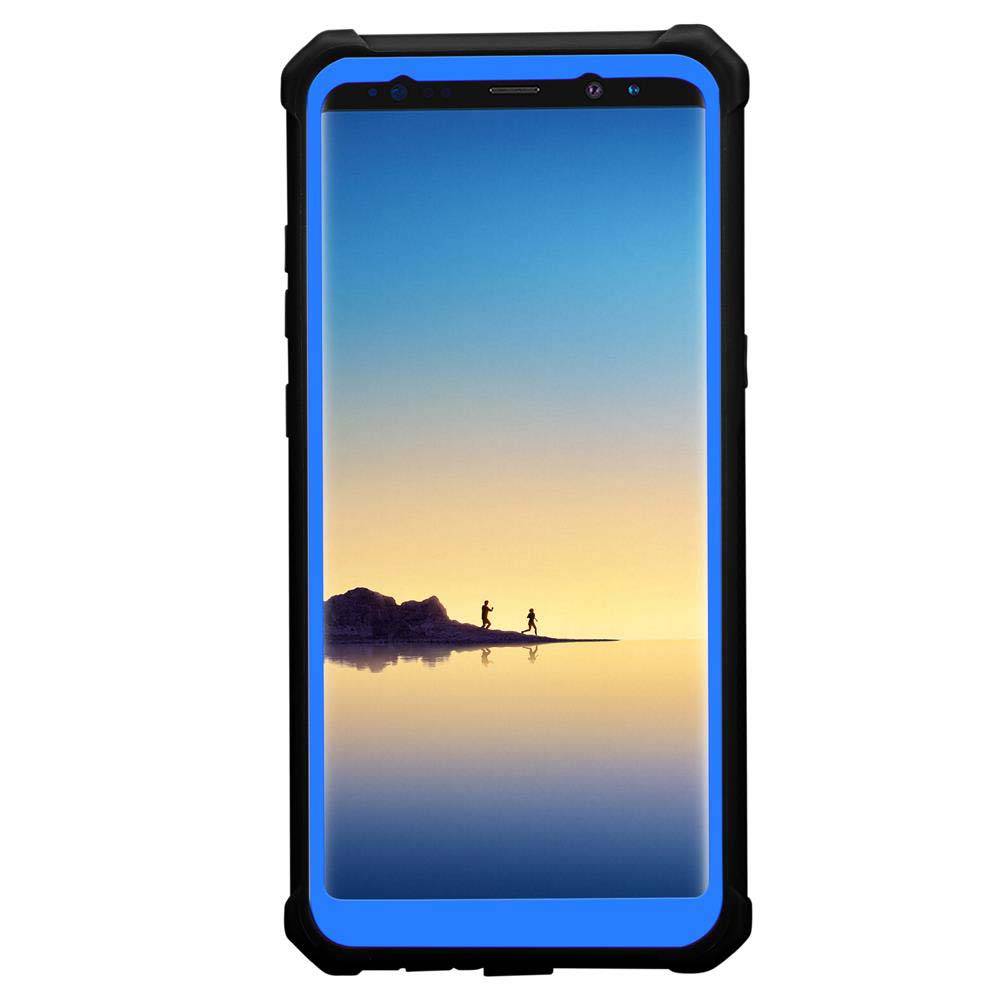 Cadorabo Hülle für Samsung Galaxy NOTE 8 Schutzhülle in Blau Handy Hülle Etui TPU Silikon-Rand Glas-Rücken Acryl