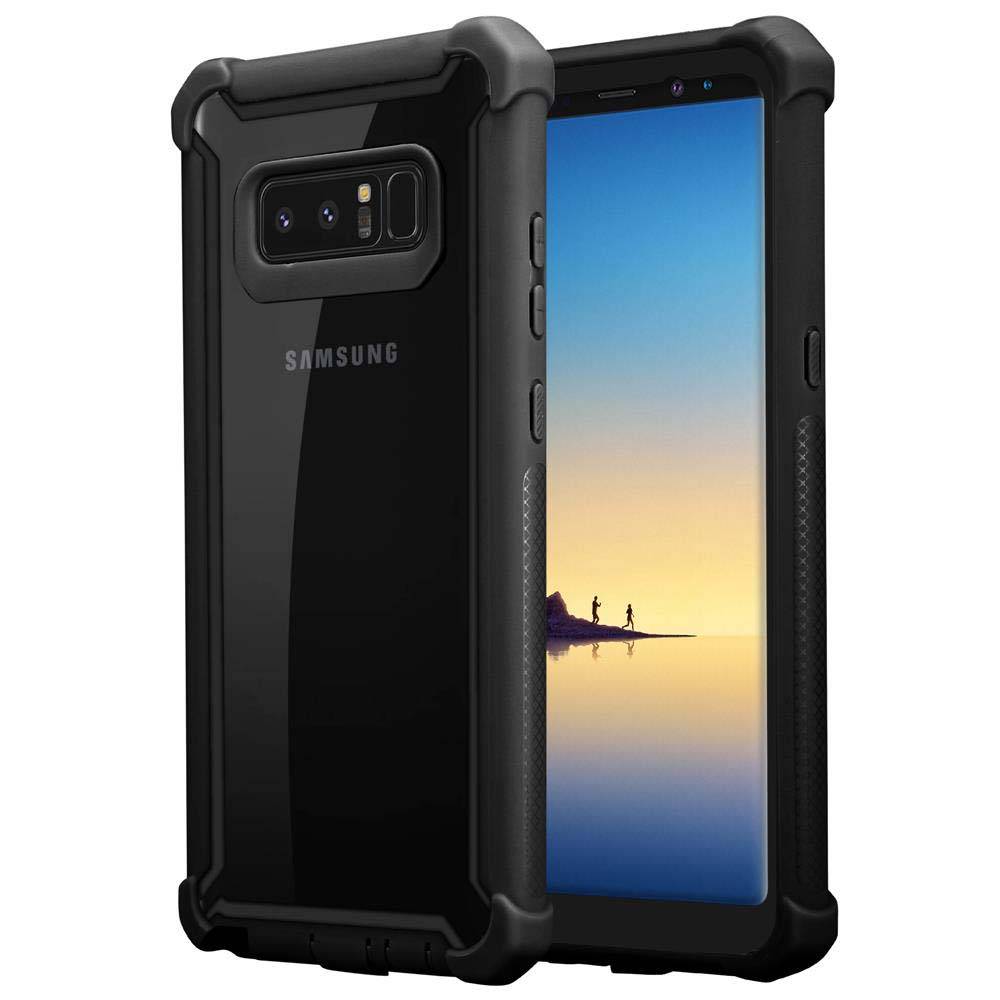 Cadorabo Hülle für Samsung Galaxy NOTE 8 Schutzhülle in Schwarz Handy Hülle Etui TPU Silikon-Rand Glas-Rücken Acryl