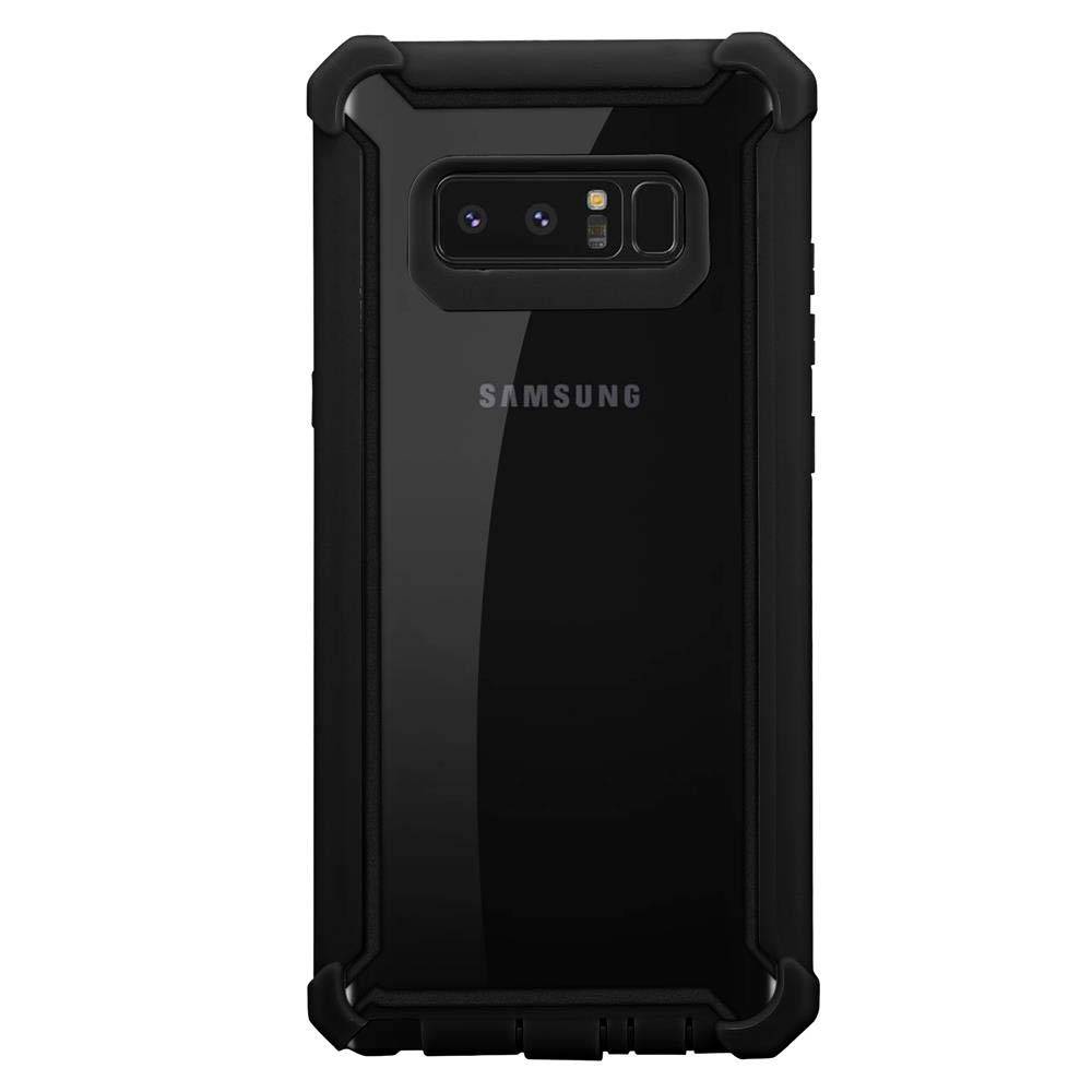 Cadorabo Hülle für Samsung Galaxy NOTE 8 Schutzhülle in Schwarz Handy Hülle Etui TPU Silikon-Rand Glas-Rücken Acryl