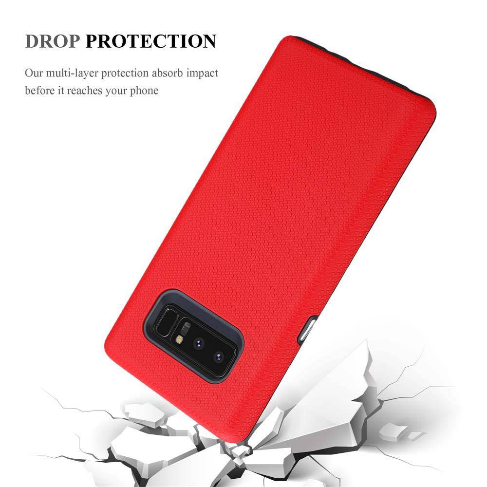 Cadorabo Schutzhülle für Samsung Galaxy NOTE 8 Hülle in Rot Outdoor Etui Hybrid Handyhülle extra Grip Anti Rutsch