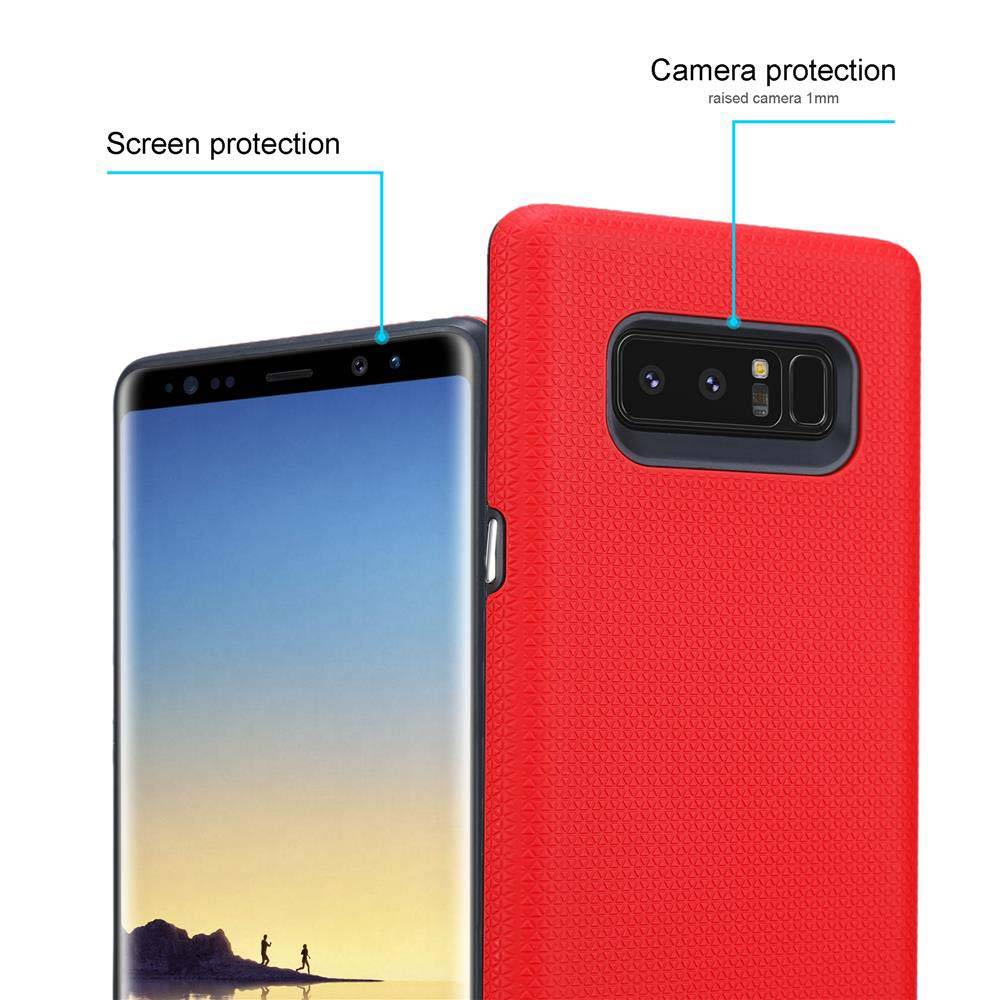 Cadorabo Schutzhülle für Samsung Galaxy NOTE 8 Hülle in Rot Outdoor Etui Hybrid Handyhülle extra Grip Anti Rutsch