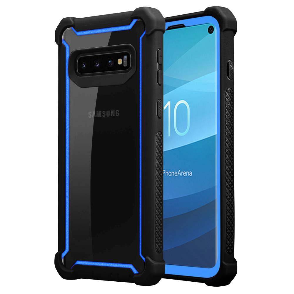 Cadorabo Hülle für Samsung Galaxy S10 4G Schutzhülle in Blau Handy Hülle Etui TPU Silikon-Rand Glas-Rücken Acryl