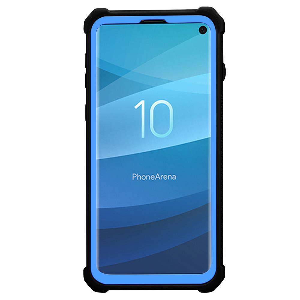 Cadorabo Hülle für Samsung Galaxy S10 4G Schutzhülle in Blau Handy Hülle Etui TPU Silikon-Rand Glas-Rücken Acryl
