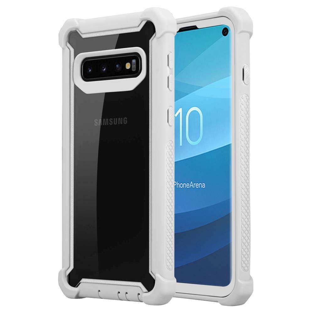 Cadorabo Hülle für Samsung Galaxy S10 PLUS Schutzhülle in Grau Handy Hülle Etui TPU Silikon-Rand Glas-Rücken Acryl