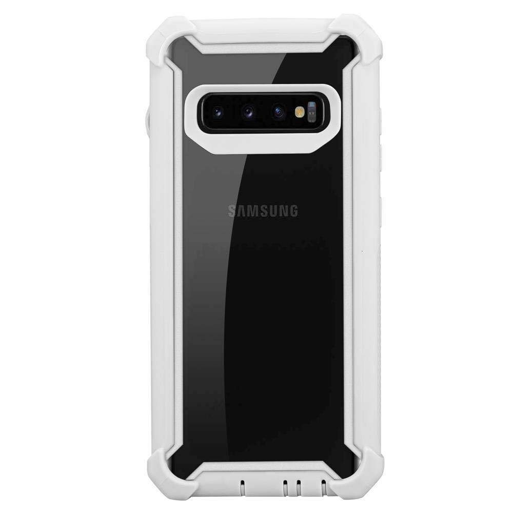 Cadorabo Hülle für Samsung Galaxy S10 PLUS Schutzhülle in Grau Handy Hülle Etui TPU Silikon-Rand Glas-Rücken Acryl