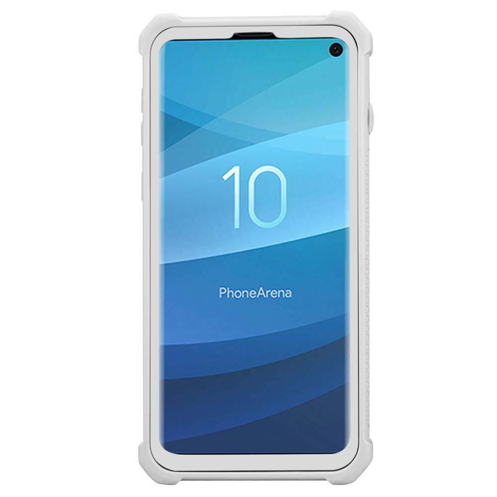 Cadorabo Hülle für Samsung Galaxy S10 PLUS Schutzhülle in Grau Handy Hülle Etui TPU Silikon-Rand Glas-Rücken Acryl