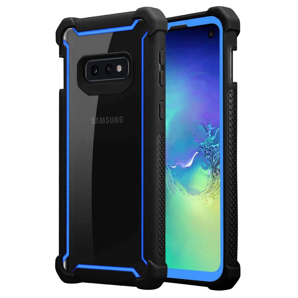 Cadorabo Hülle für Samsung Galaxy S10e Schutzhülle in Blau Handy Hülle Etui TPU Silikon-Rand Glas-Rücken Acryl