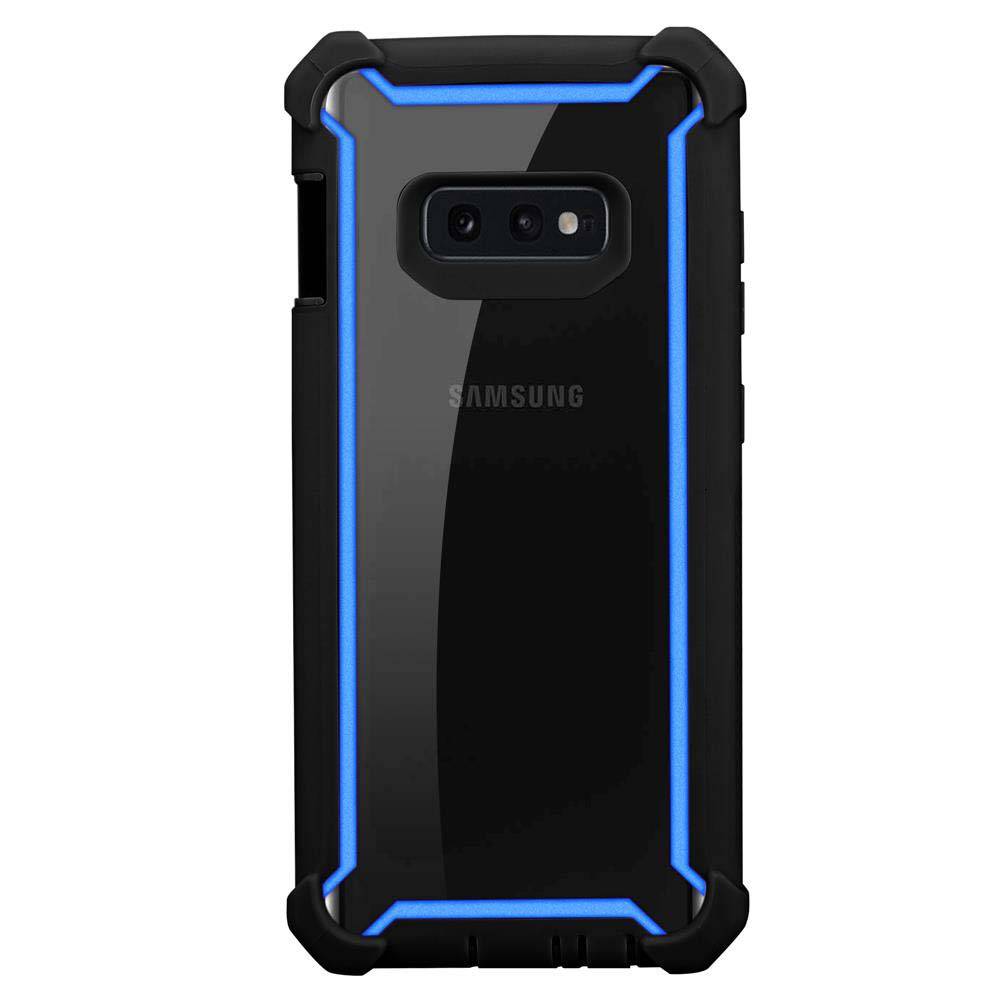 Cadorabo Hülle für Samsung Galaxy S10e Schutzhülle in Blau Handy Hülle Etui TPU Silikon-Rand Glas-Rücken Acryl