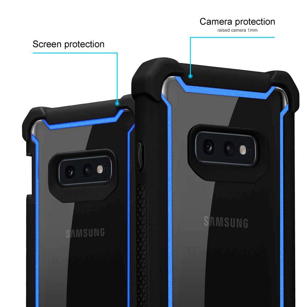 Cadorabo Hülle für Samsung Galaxy S10e Schutzhülle in Blau Handy Hülle Etui TPU Silikon-Rand Glas-Rücken Acryl