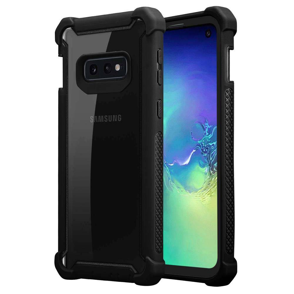 Cadorabo Hülle für Samsung Galaxy S10e Schutzhülle in Schwarz Handy Hülle Etui TPU Silikon-Rand Glas-Rücken Acryl