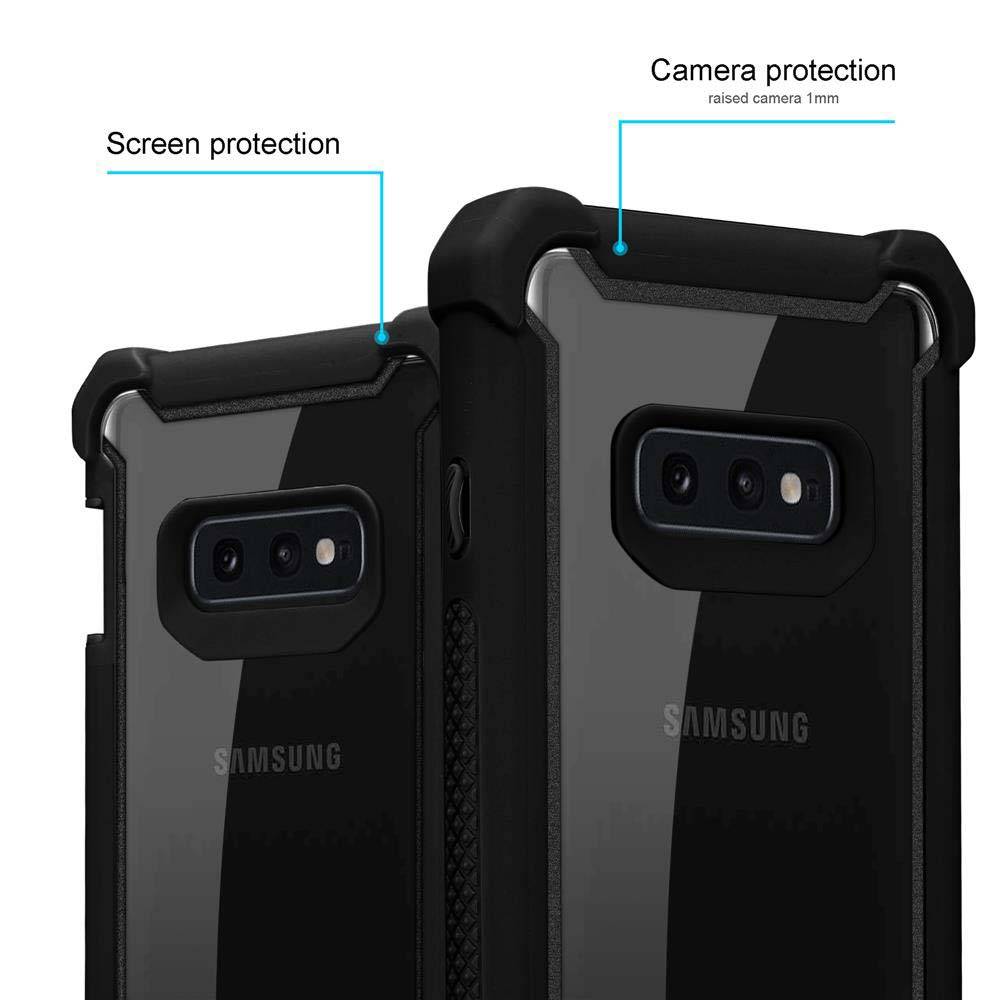 Cadorabo Hülle für Samsung Galaxy S10e Schutzhülle in Schwarz Handy Hülle Etui TPU Silikon-Rand Glas-Rücken Acryl