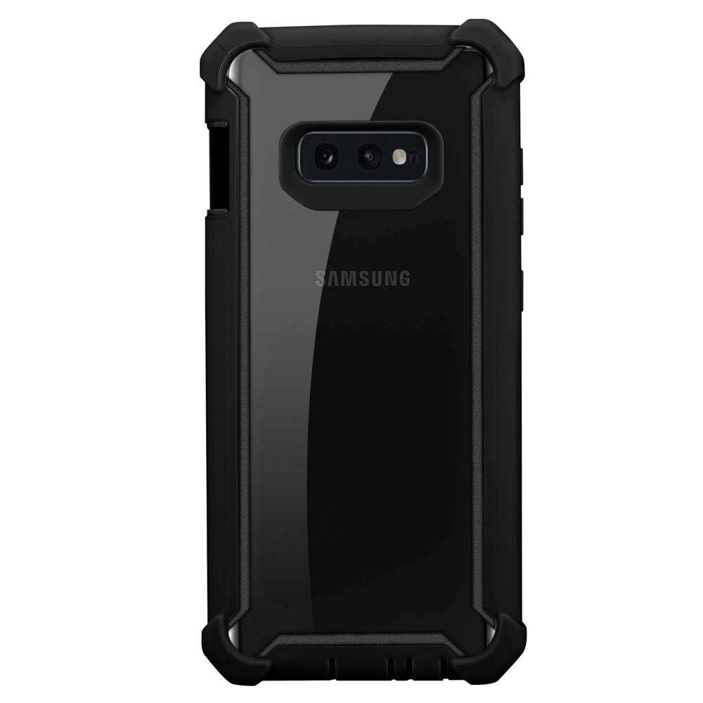 Cadorabo Hülle für Samsung Galaxy S10e Schutzhülle in Schwarz Handy Hülle Etui TPU Silikon-Rand Glas-Rücken Acryl