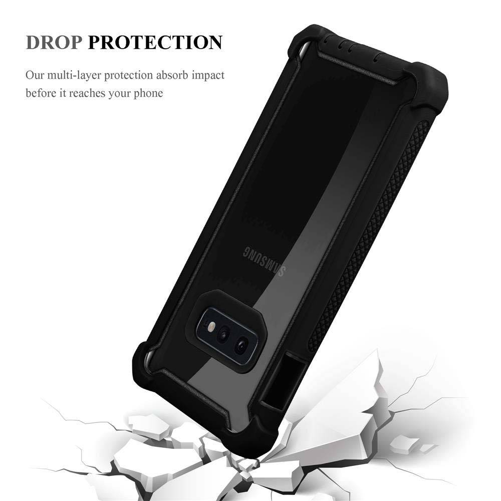 Cadorabo Hülle für Samsung Galaxy S10e Schutzhülle in Schwarz Handy Hülle Etui TPU Silikon-Rand Glas-Rücken Acryl