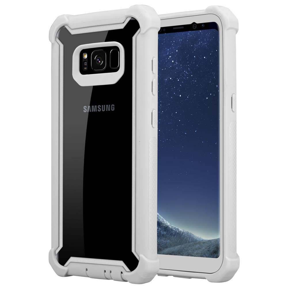 Cadorabo Hülle für Samsung Galaxy S8 Schutzhülle in Grau Handy Hülle Etui TPU Silikon-Rand Glas-Rücken Acryl