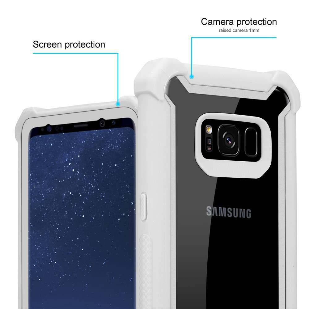 Cadorabo Hülle für Samsung Galaxy S8 Schutzhülle in Grau Handy Hülle Etui TPU Silikon-Rand Glas-Rücken Acryl