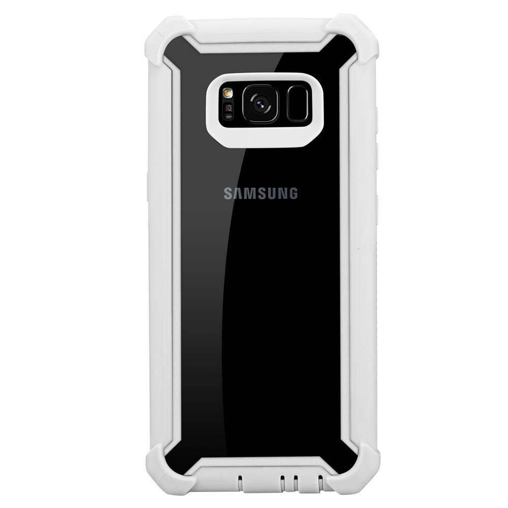 Cadorabo Hülle für Samsung Galaxy S8 Schutzhülle in Grau Handy Hülle Etui TPU Silikon-Rand Glas-Rücken Acryl