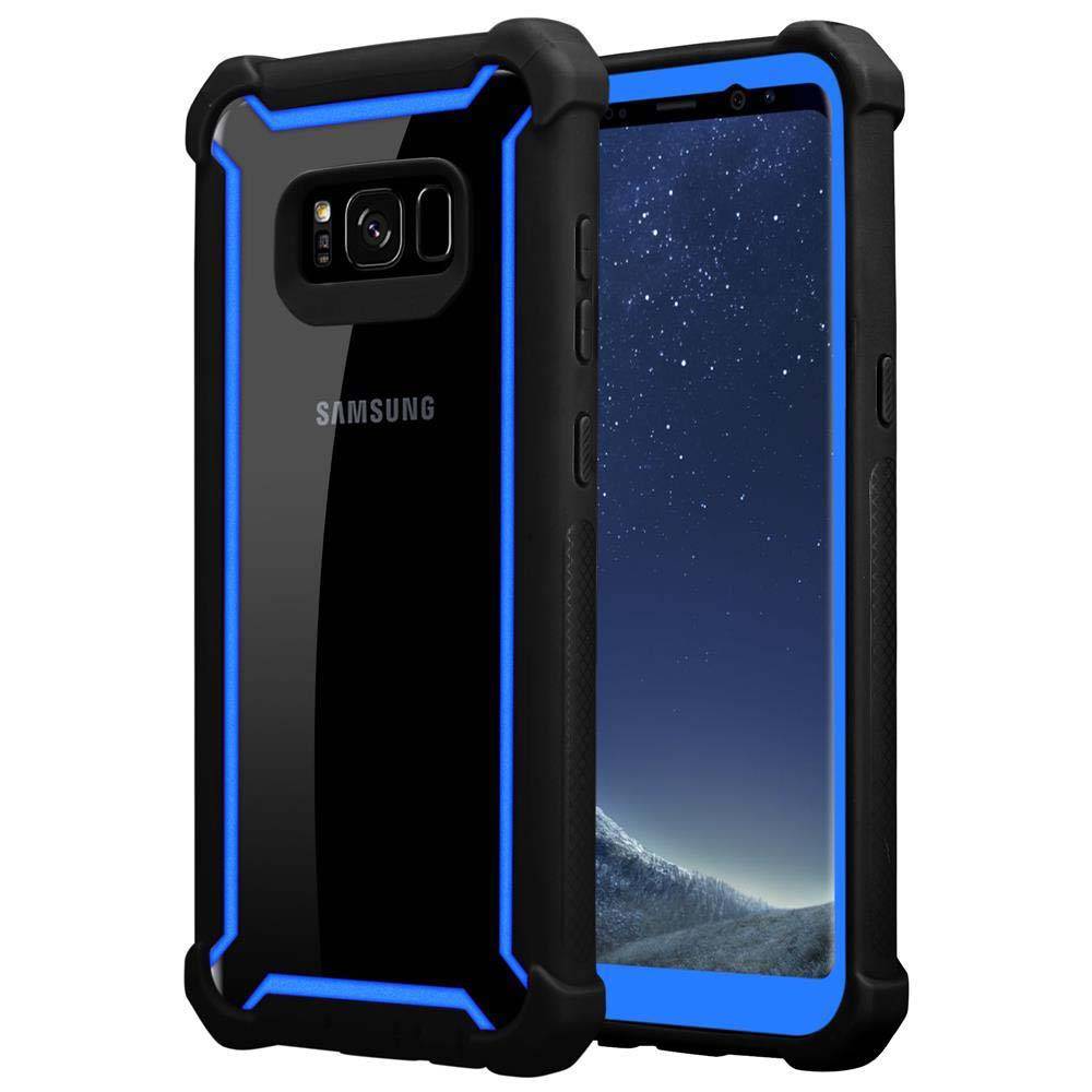 Cadorabo Hülle für Samsung Galaxy S8 Schutzhülle in Blau Handy Hülle Etui TPU Silikon-Rand Glas-Rücken Acryl