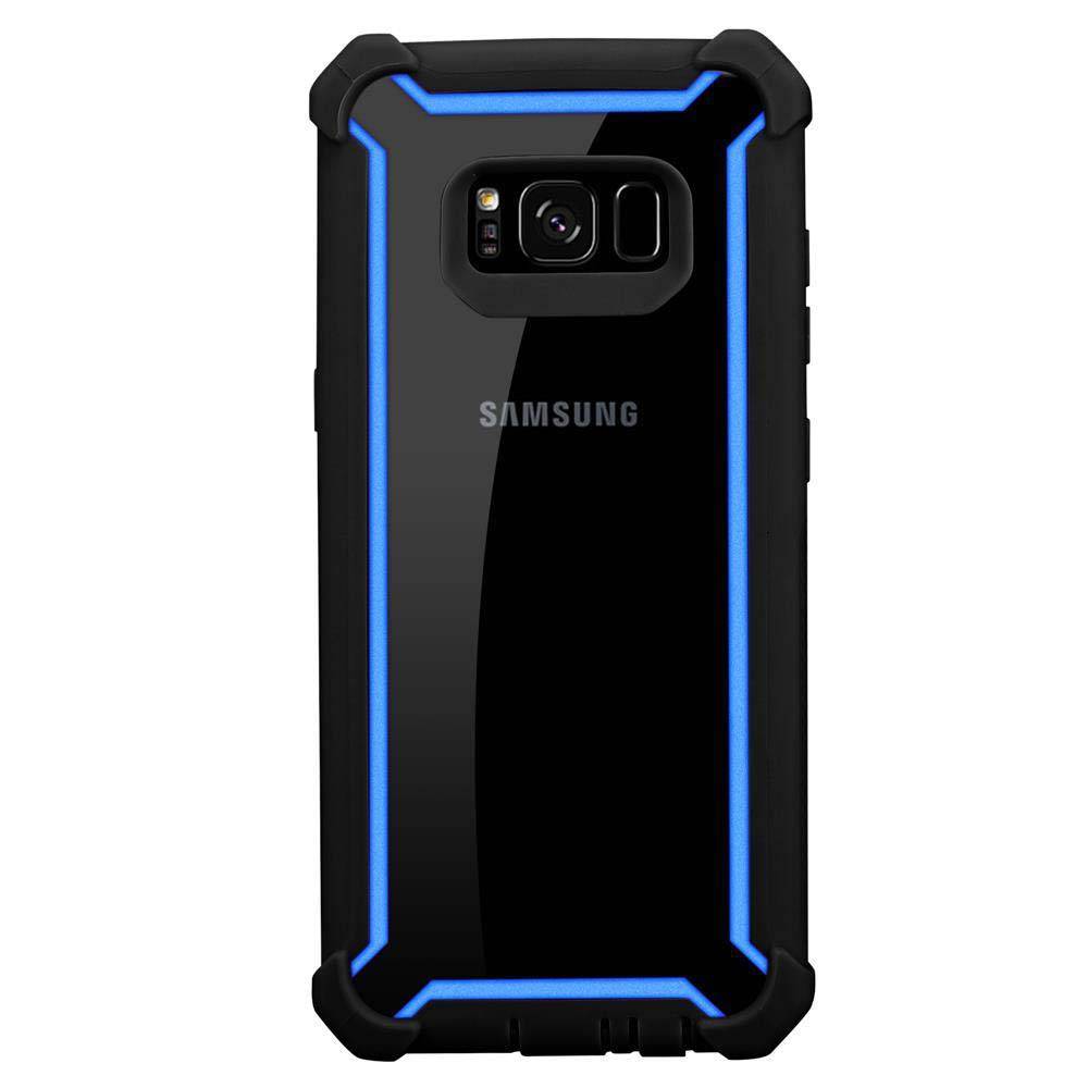 Cadorabo Hülle für Samsung Galaxy S8 Schutzhülle in Blau Handy Hülle Etui TPU Silikon-Rand Glas-Rücken Acryl