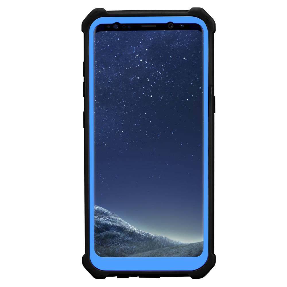 Cadorabo Hülle für Samsung Galaxy S8 Schutzhülle in Blau Handy Hülle Etui TPU Silikon-Rand Glas-Rücken Acryl