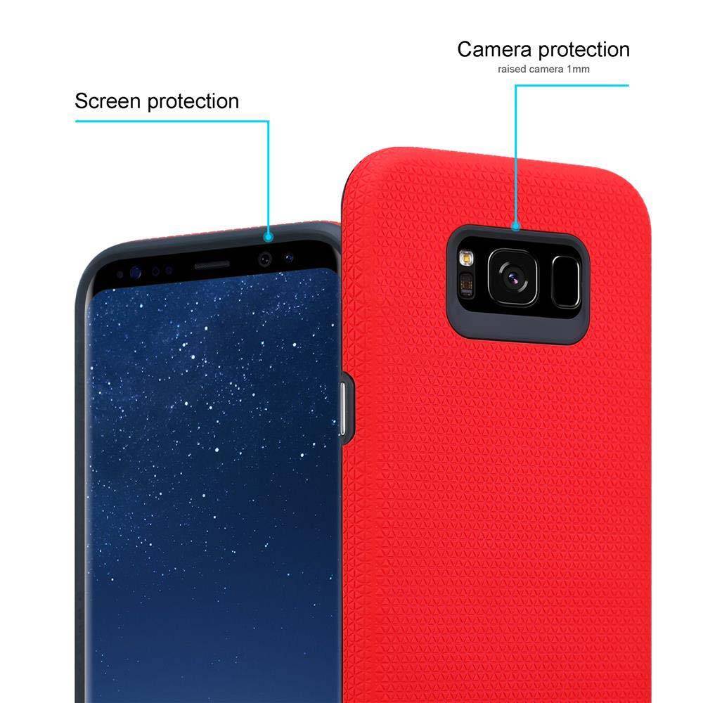 Cadorabo Schutzhülle für Samsung Galaxy S8 Hülle in Rot Outdoor Etui Hybrid Handyhülle extra Grip Anti Rutsch Oberfläche