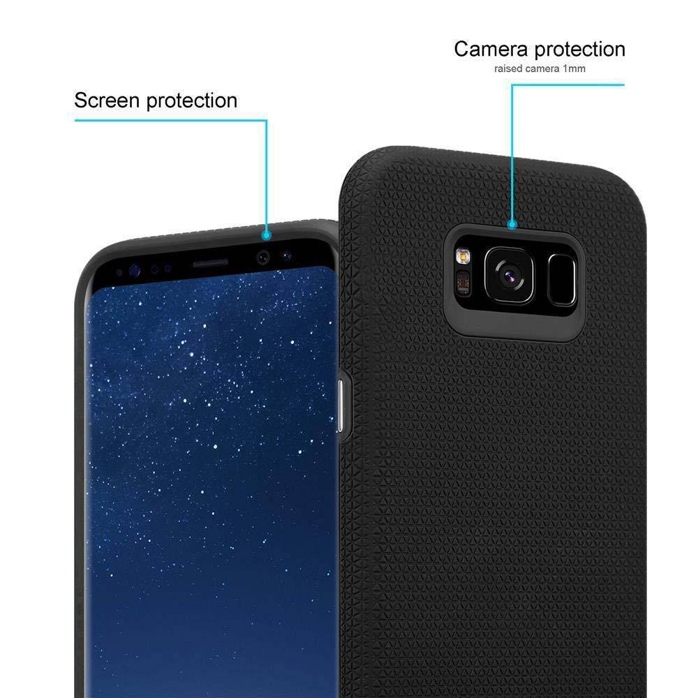 Cadorabo Schutzhülle für Samsung Galaxy S8 PLUS Hülle in Schwarz Outdoor Etui Hybrid Handyhülle extra Grip Anti Rutsch