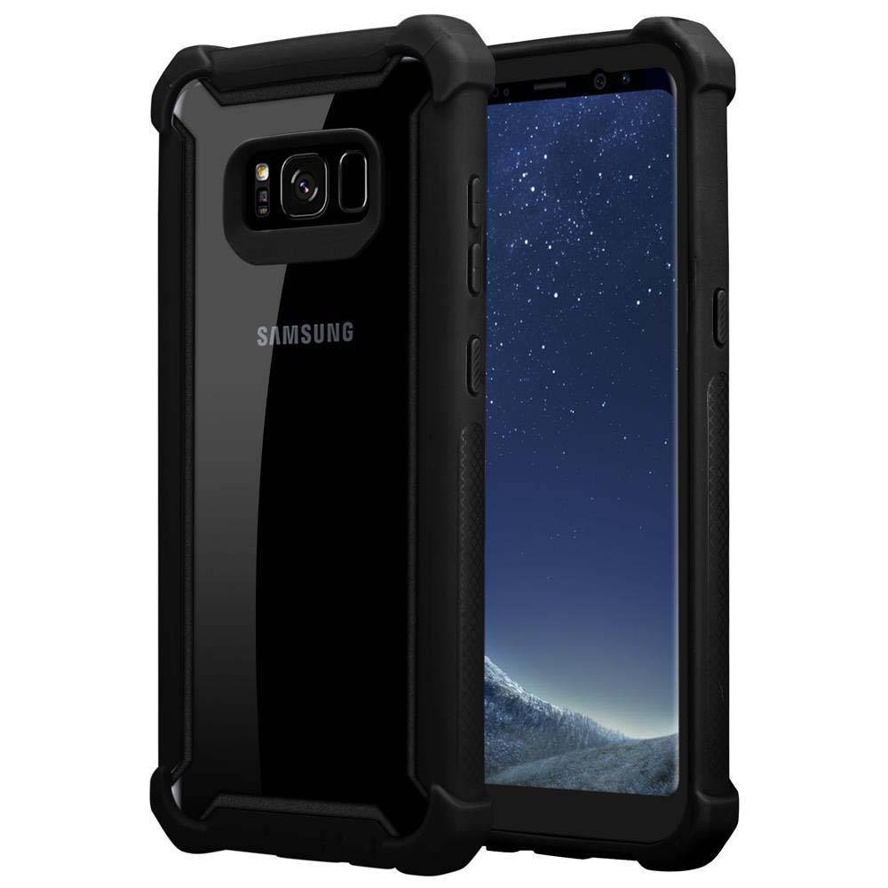 Cadorabo Hülle für Samsung Galaxy S8 PLUS Schutzhülle in Schwarz Handy Hülle Etui TPU Silikon-Rand Glas-Rücken Acryl