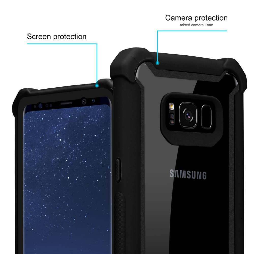 Cadorabo Hülle für Samsung Galaxy S8 PLUS Schutzhülle in Schwarz Handy Hülle Etui TPU Silikon-Rand Glas-Rücken Acryl