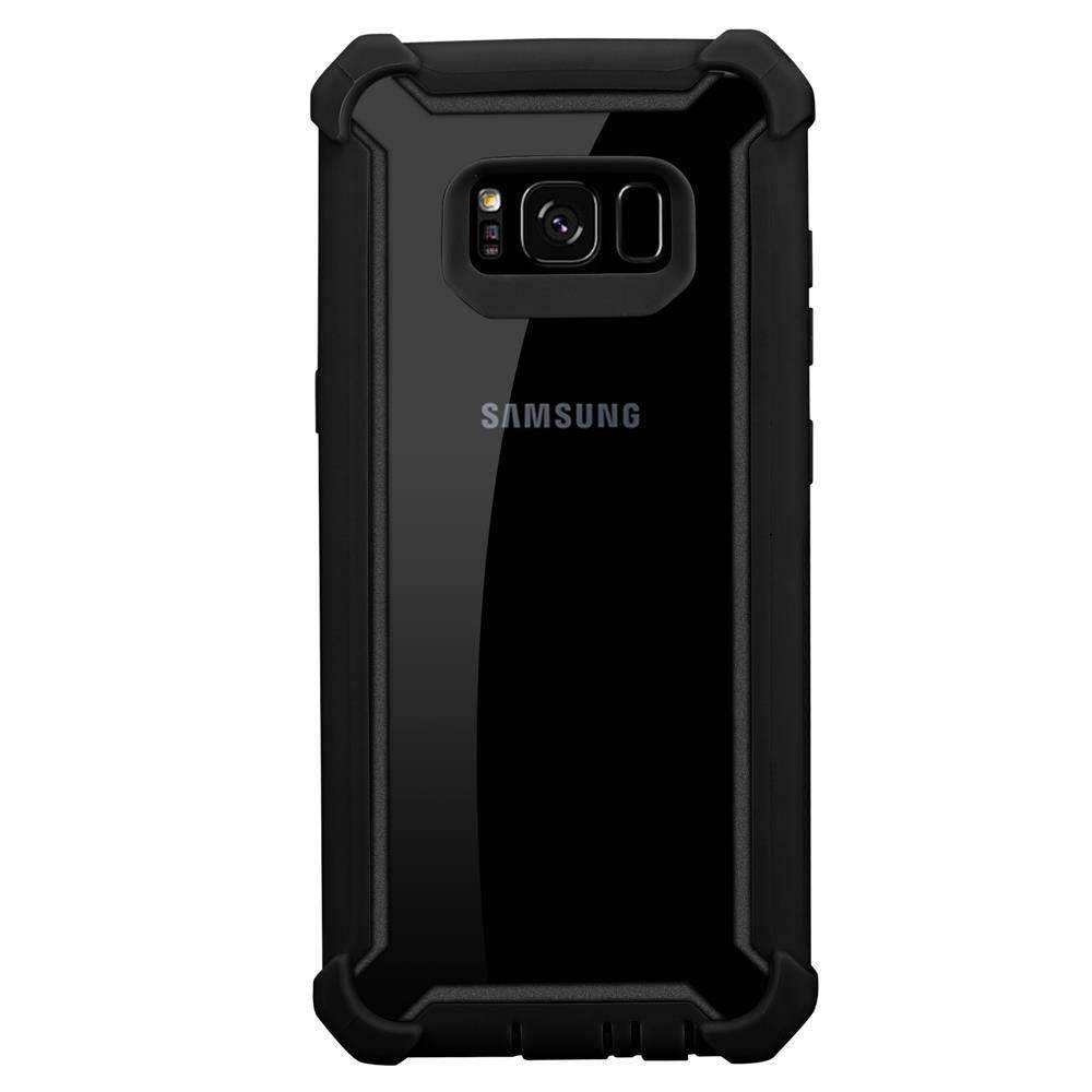 Cadorabo Hülle für Samsung Galaxy S8 PLUS Schutzhülle in Schwarz Handy Hülle Etui TPU Silikon-Rand Glas-Rücken Acryl