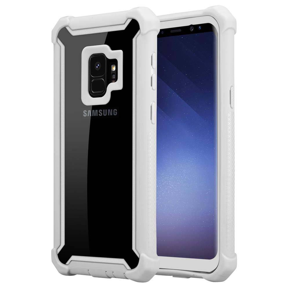 Cadorabo Hülle für Samsung Galaxy S9 Schutzhülle in Grau Handy Hülle Etui TPU Silikon-Rand Glas-Rücken Acryl