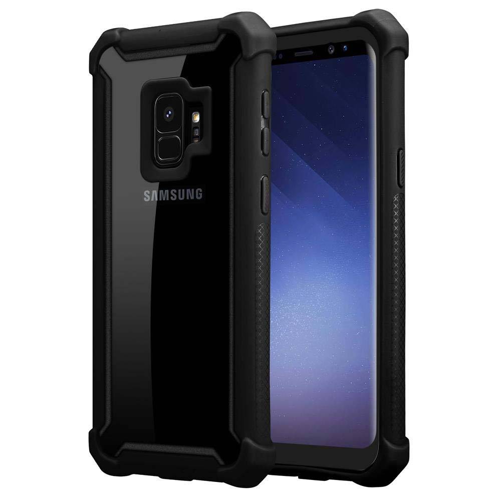 Cadorabo Hülle für Samsung Galaxy S9 Schutzhülle in Schwarz Handy Hülle Etui TPU Silikon-Rand Glas-Rücken Acryl