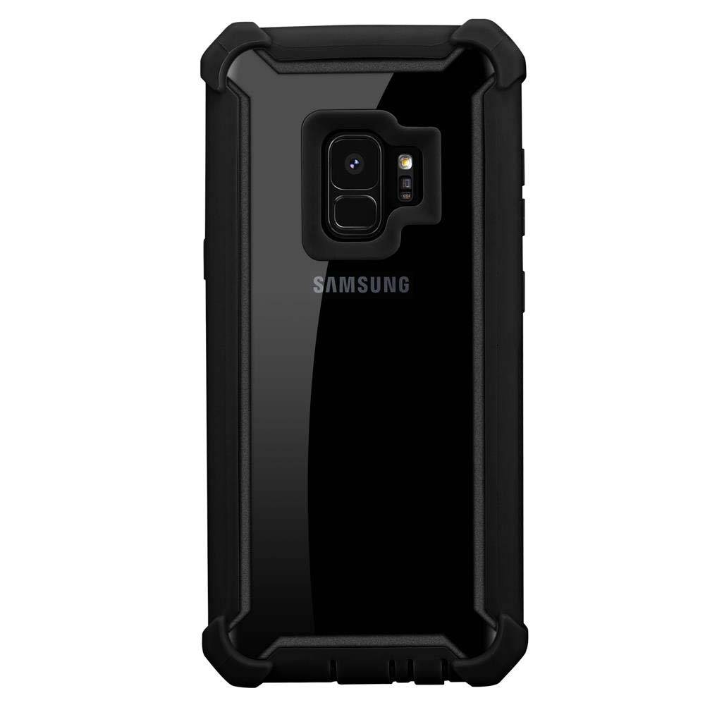 Cadorabo Hülle für Samsung Galaxy S9 Schutzhülle in Schwarz Handy Hülle Etui TPU Silikon-Rand Glas-Rücken Acryl