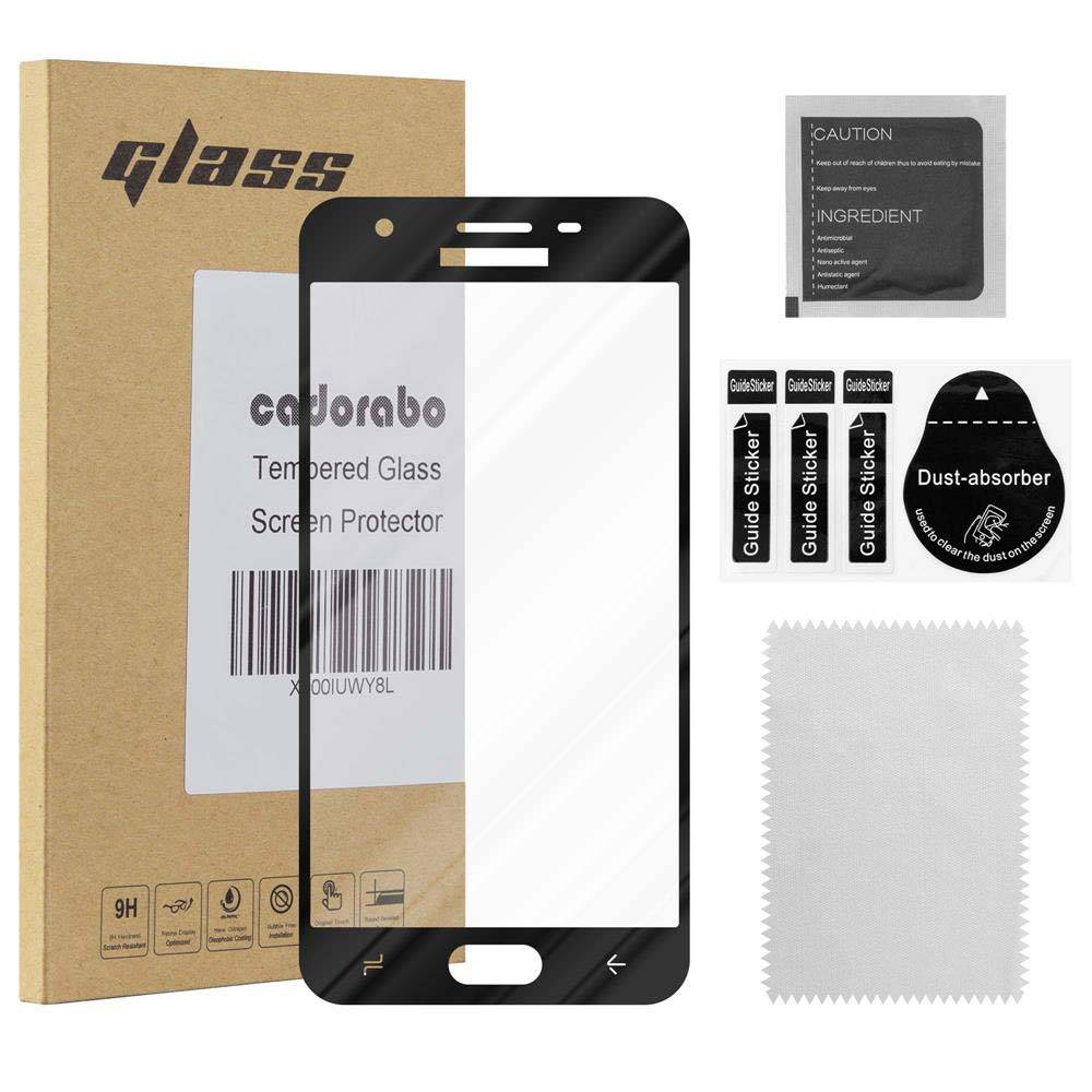 Cadorabo Panzerfolie für Samsung Galaxy J3 2018 Schutzfolie in Schwarz Vollbild Folie Tempered Display Schutzglas