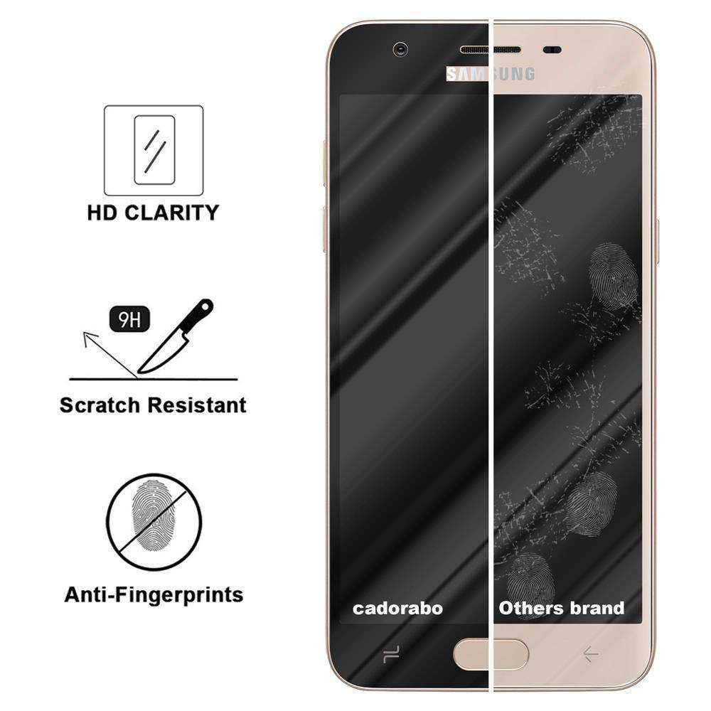 Cadorabo Panzerfolie für Samsung Galaxy J3 2018 Schutzfolie in Schwarz Vollbild Folie Tempered Display Schutzglas
