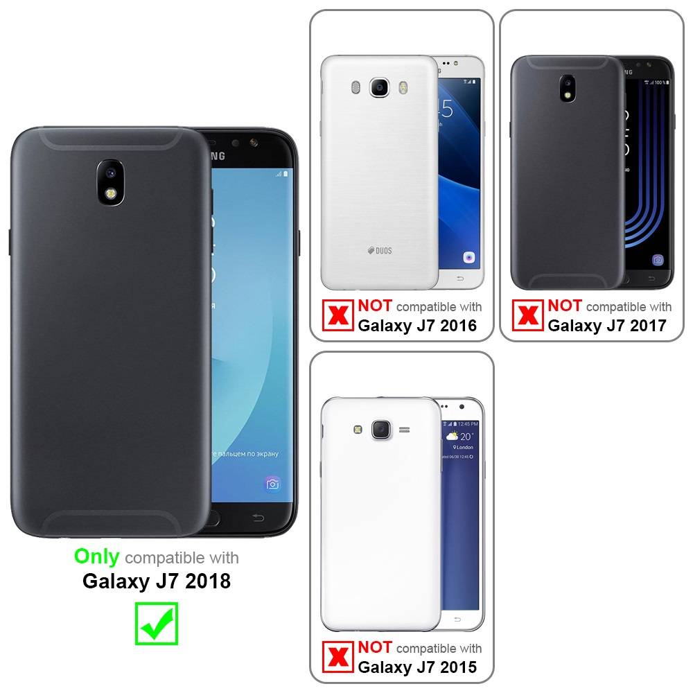 Cadorabo Panzerfolie für Samsung Galaxy J7 2018 Schutzfolie in Schwarz Vollbild Folie Tempered Display Schutzglas