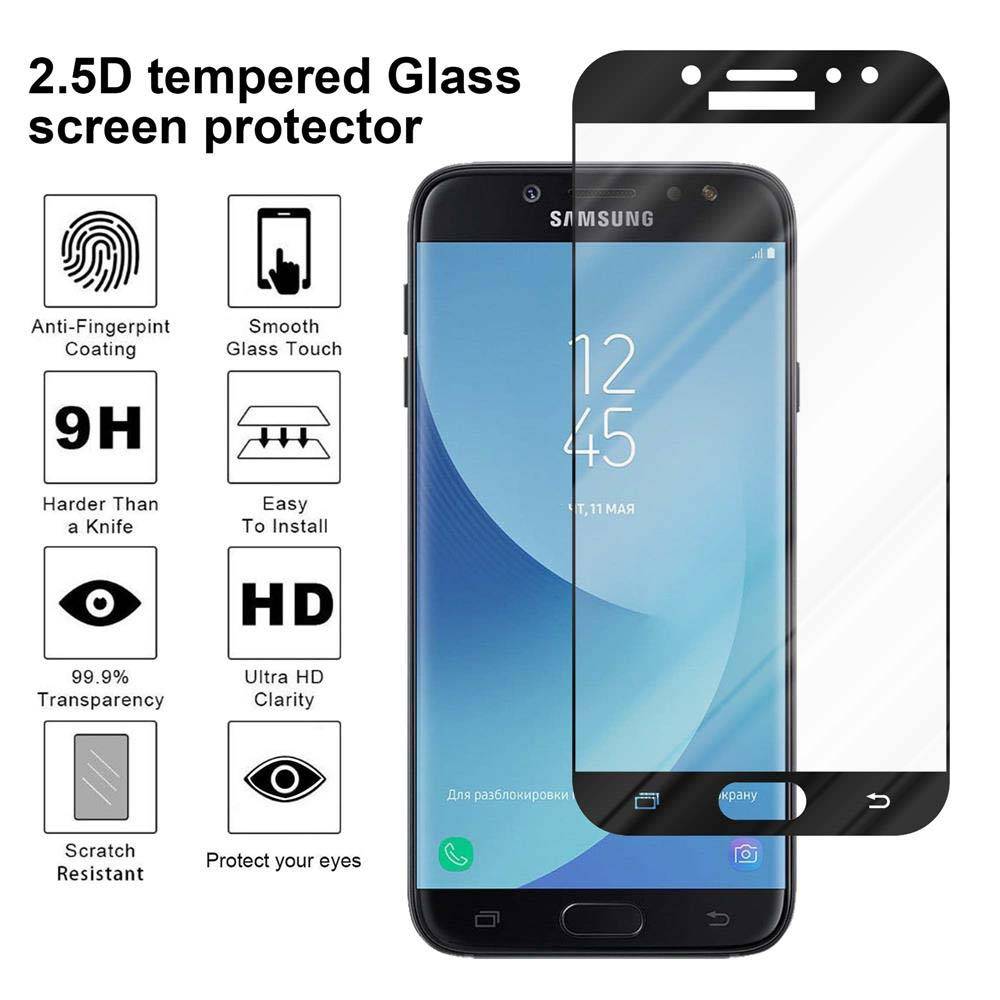 Cadorabo Panzerfolie für Samsung Galaxy J7 2018 Schutzfolie in Schwarz Vollbild Folie Tempered Display Schutzglas