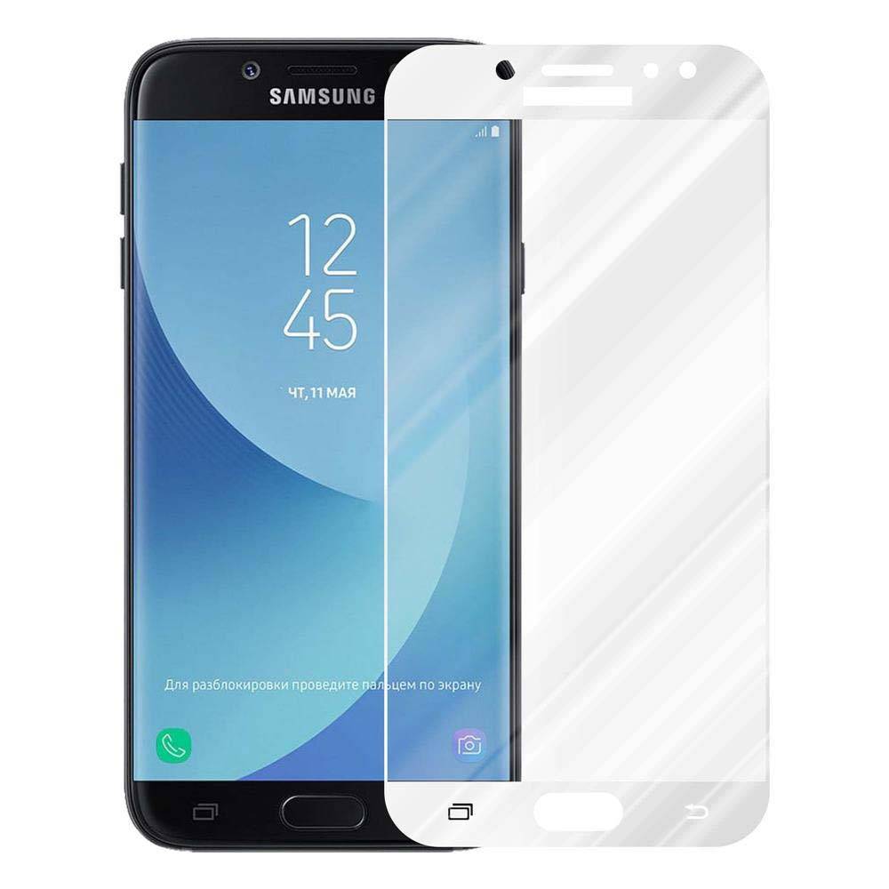 Cadorabo Panzerfolie für Samsung Galaxy J7 2018 Schutzfolie in Weiß Vollbild Folie Tempered Display Schutzglas