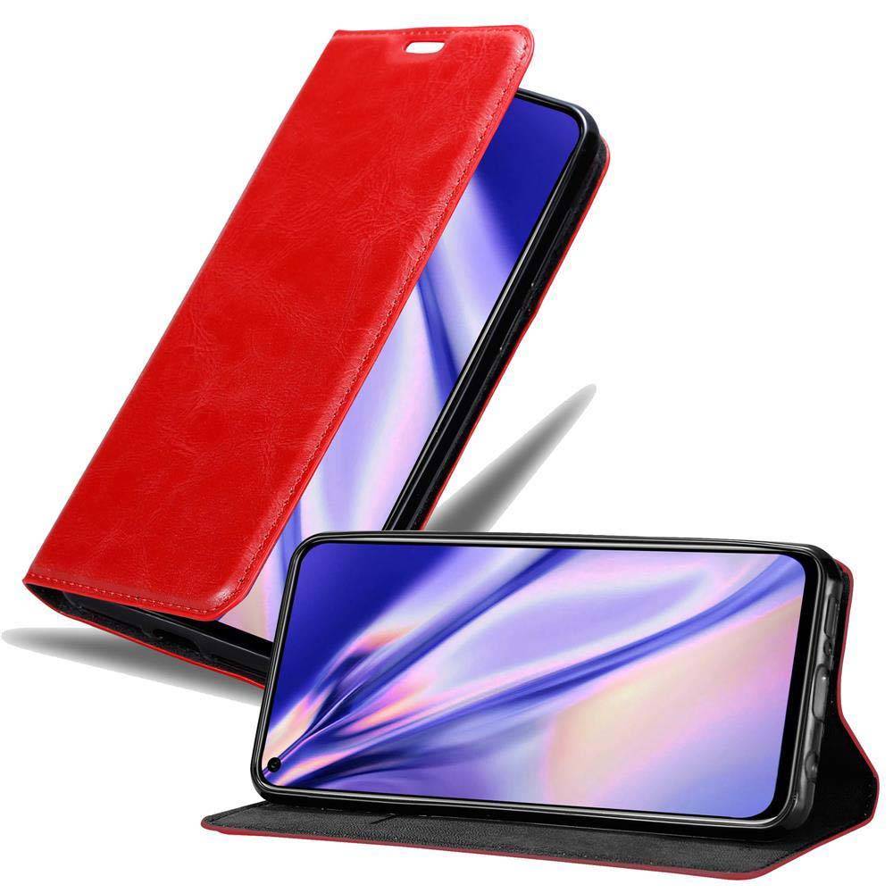 Cadorabo Hülle für Honor View 20 Schutz Hülle in Rot Handyhülle Etui Case Cover Magnetverschluss