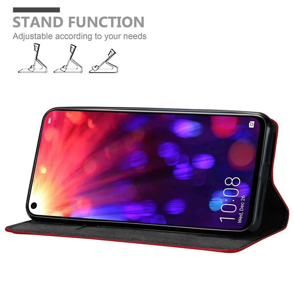 Cadorabo Hülle für Honor View 20 Schutz Hülle in Rot Handyhülle Etui Case Cover Magnetverschluss