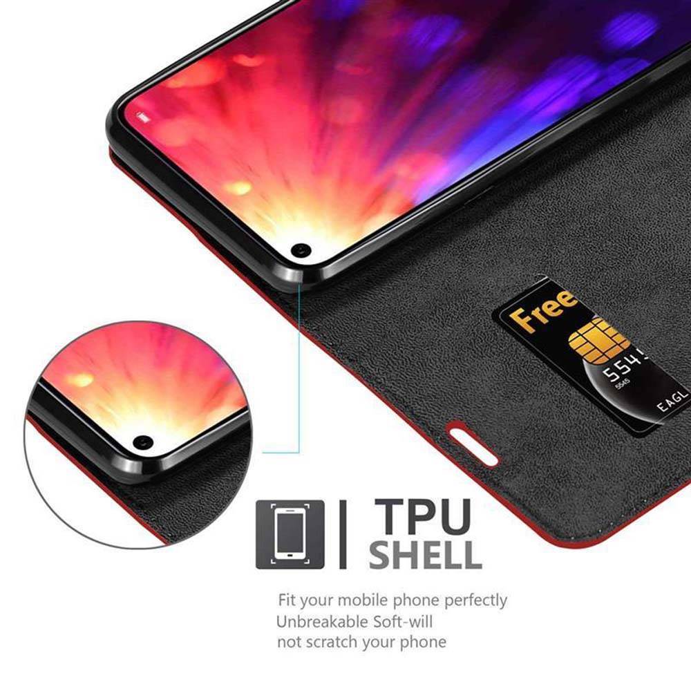 Cadorabo Hülle für Honor View 20 Schutz Hülle in Rot Handyhülle Etui Case Cover Magnetverschluss