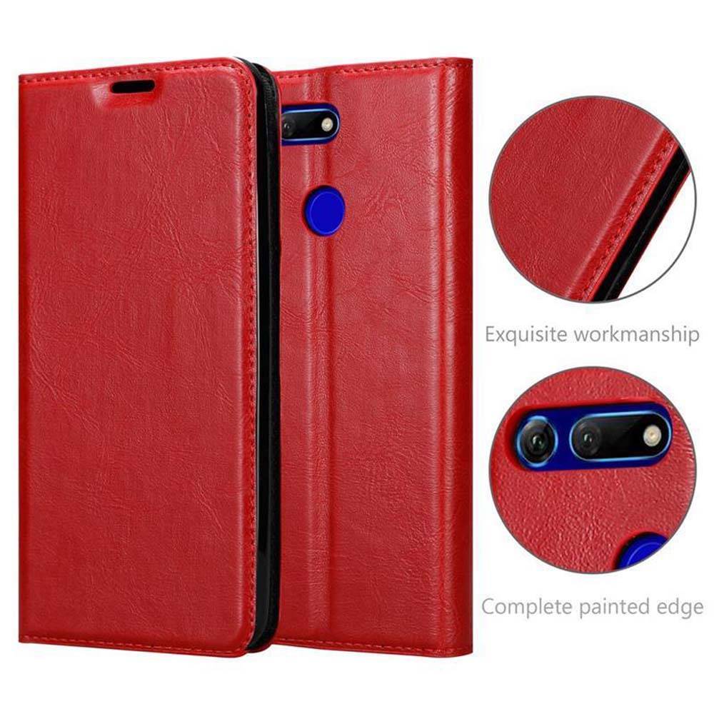 Cadorabo Hülle für Honor View 20 Schutz Hülle in Rot Handyhülle Etui Case Cover Magnetverschluss