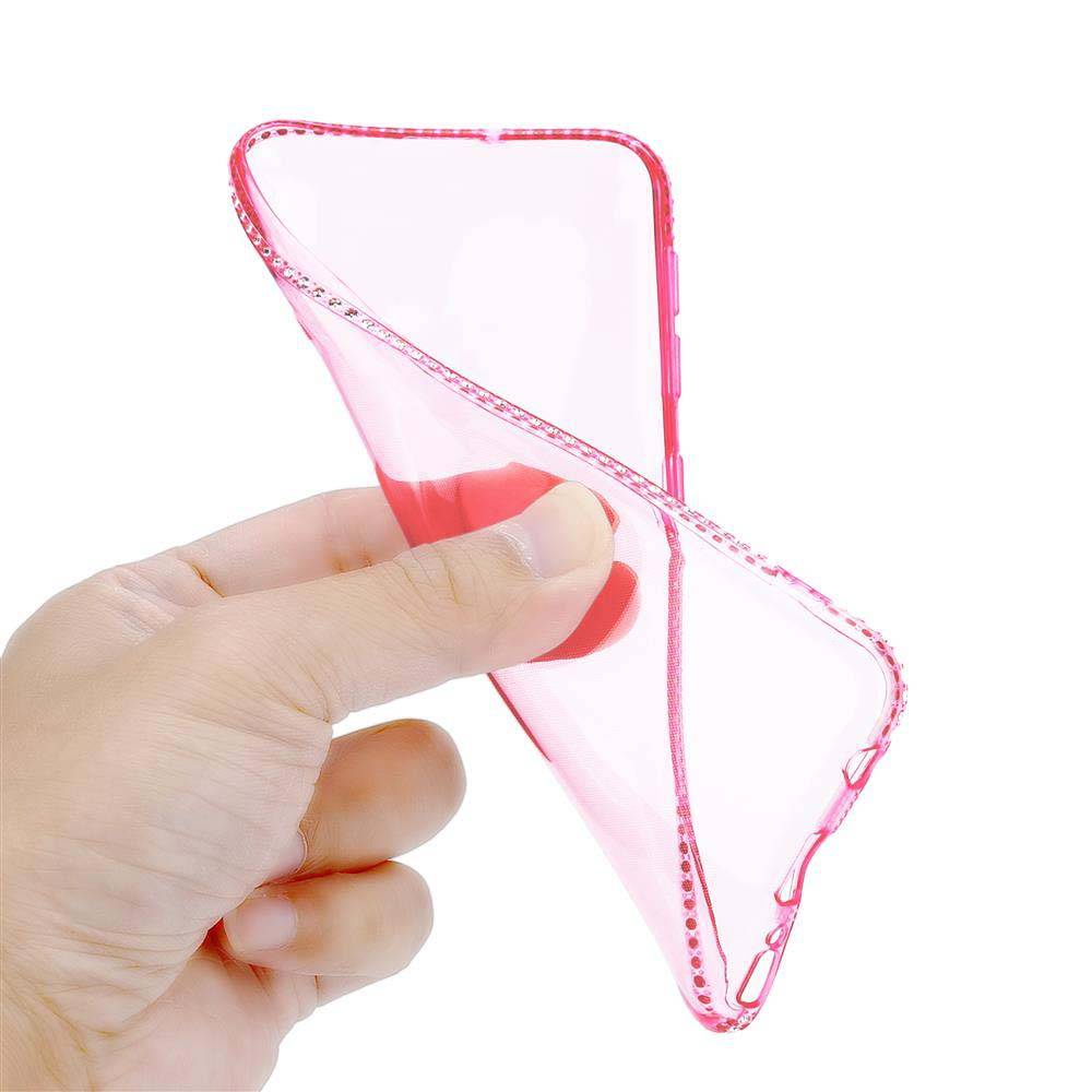 Cadorabo Hülle für Samsung Galaxy A40 Schutz Hülle in Rosa Case Cover TPU Silikon Strass Handyhülle Etui