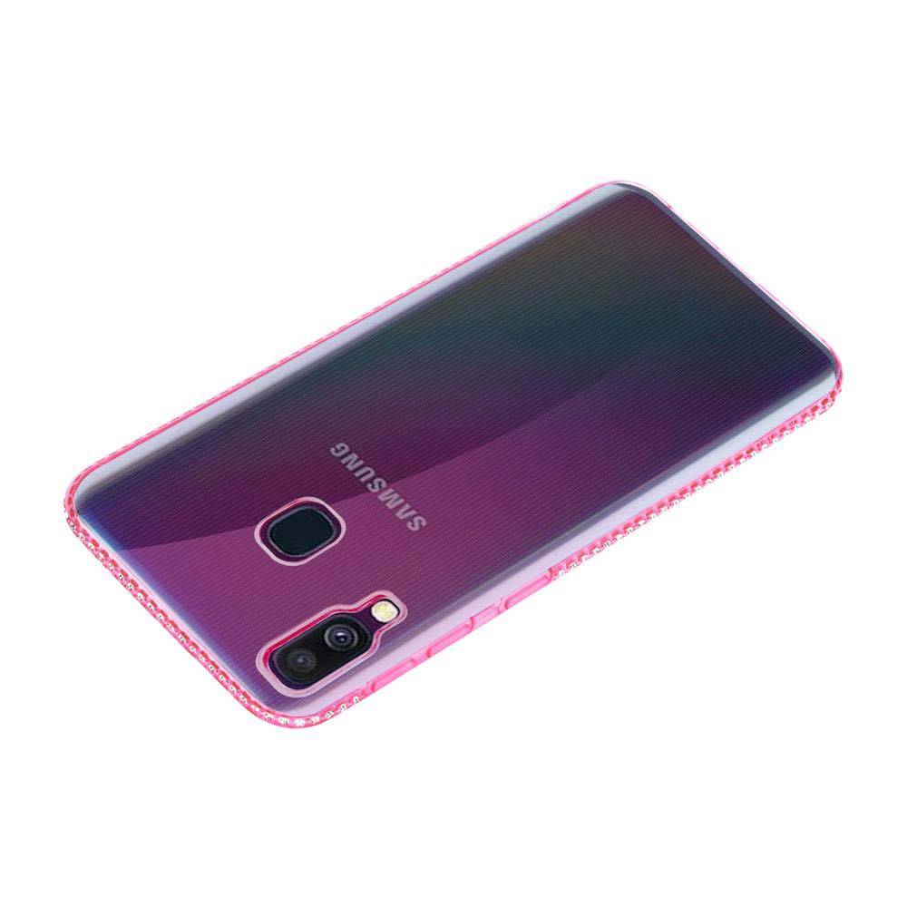Cadorabo Hülle für Samsung Galaxy A40 Schutz Hülle in Rosa Case Cover TPU Silikon Strass Handyhülle Etui