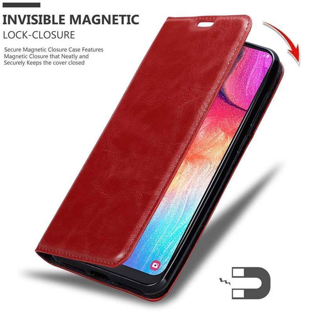 Cadorabo Hülle für Samsung Galaxy A50 4G / A50s / A30s Schutz Hülle in Rot Handyhülle Etui Case Cover Magnetverschluss